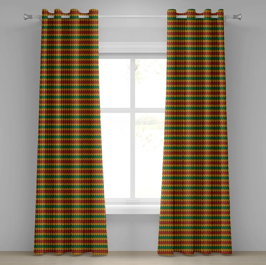 Rideau géométrique triangles zigzag orange marigold en tissu occultant