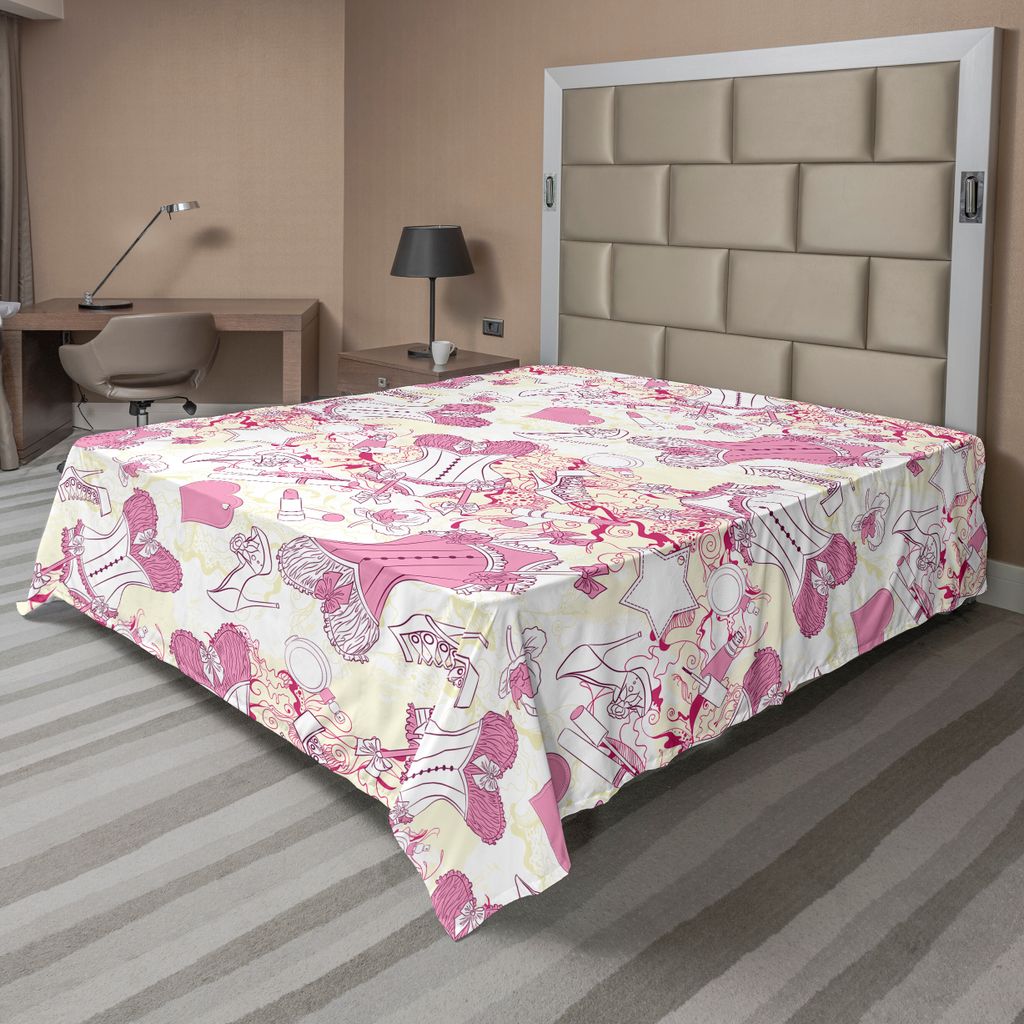 ABAKUHAUS Mode Bettlaken, Old Fashioned Female Sexy Korsett Zubehör Vintage Mädchen Zimmer Floral Druck, weiches bequemes oberes Bettlaken für e...