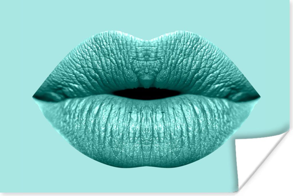 MuchoWow Poster Lippen - Pastell - Blau 30x20 cm - Plakate - Print