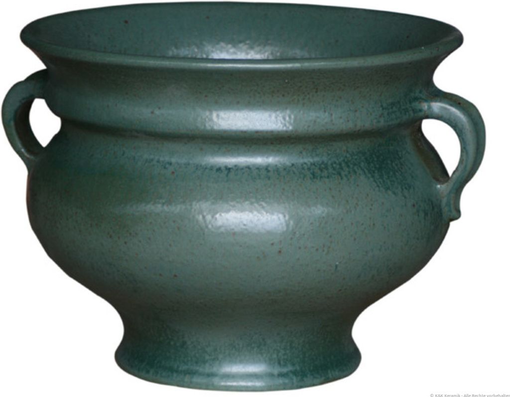 KERAZO Keramik Blumentopf Pflanzkübel Antares 52 x 45 x 35 cm frostfest, robust, standfest, Farbe: GRÜN