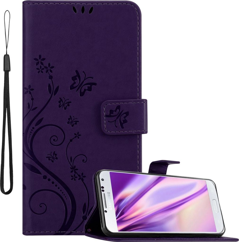 Cadorabo Hülle für Samsung Galaxy S4 Schutz Hülle in Lila Schutzhülle Handy Hülle Etui Case Blumen Flower
