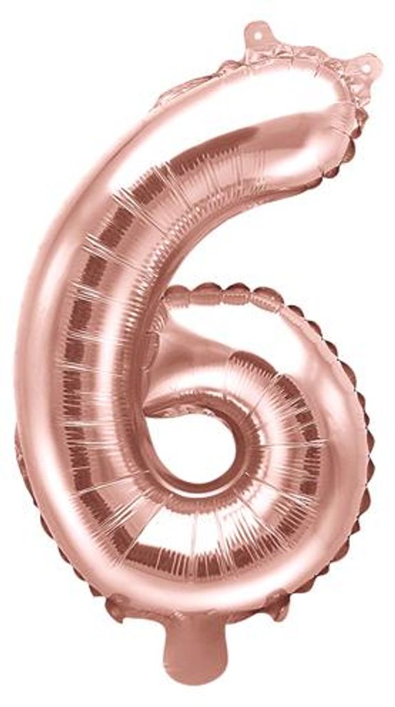 Folienballon Zahl "6" 35cm Roségold 1 Stk. Produktbild 