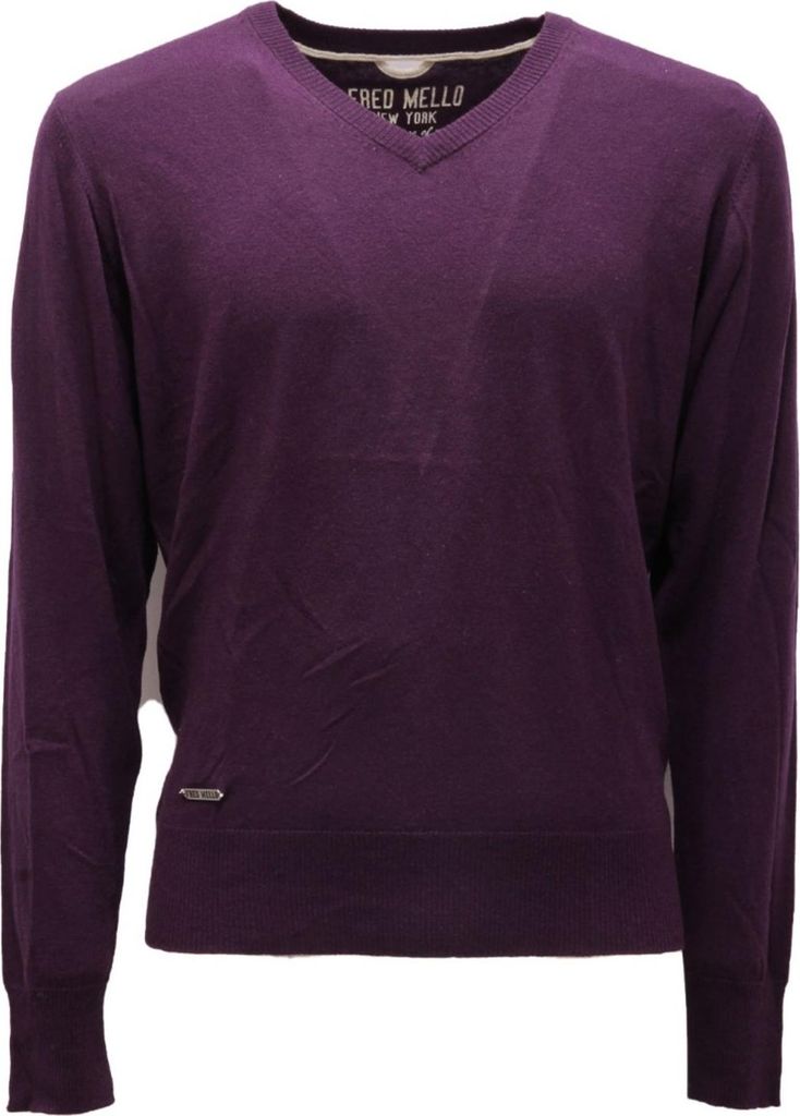 5969AL maglione uomo FRED MELLO man v-neck wool sweater purple