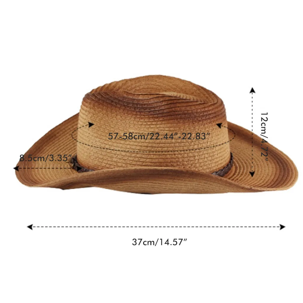 Cappello da cowboy in paglia, cappello da sole da viaggio