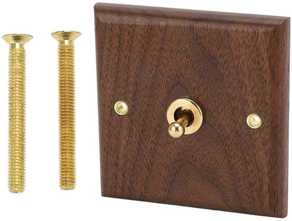 Interrupteur à bascule en noyer véritable pour intérieur vintage rétro