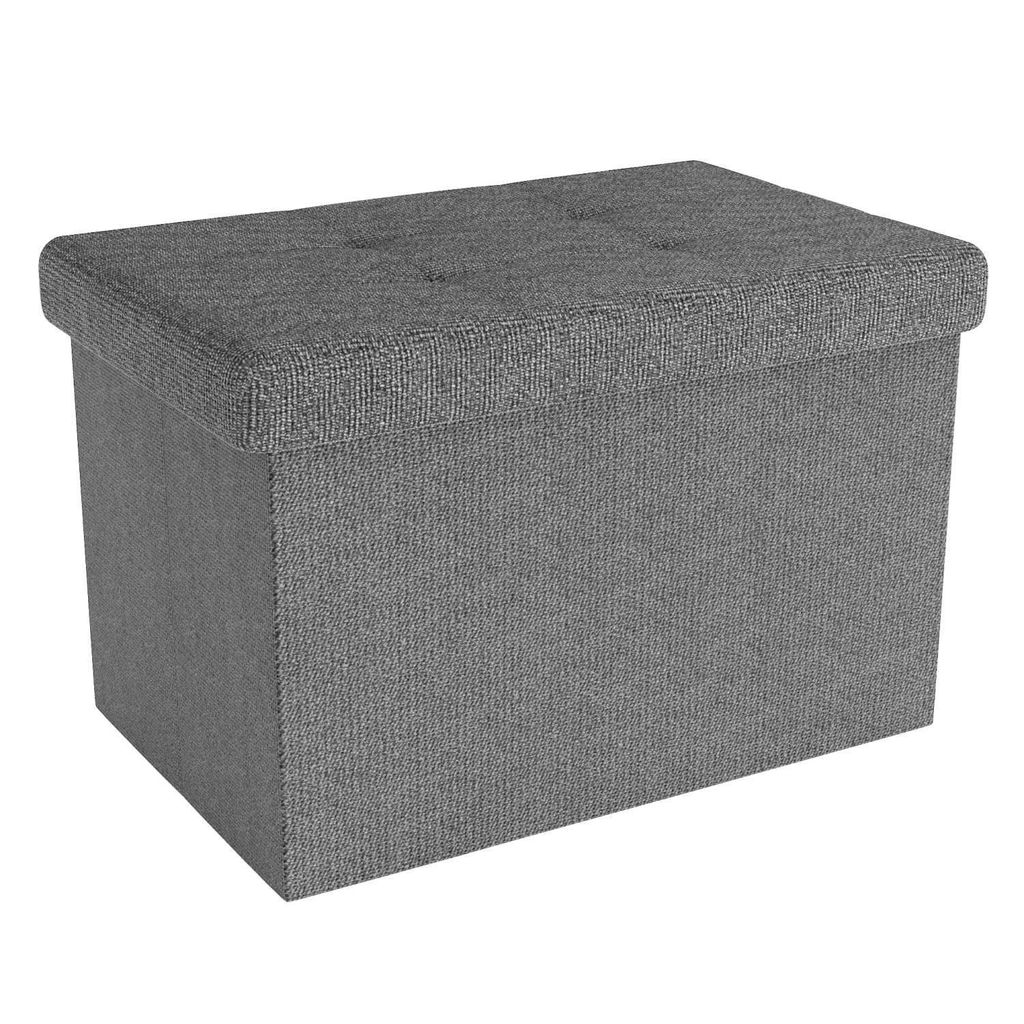 Intirilife Faltbare Sitzbank 49x30x30 cm in FELS GRAU - Sitzwürfel mit Stauraum und Deckel aus Stoff mit Mulden - Sitzcube Fußablage Aufbewahrung...