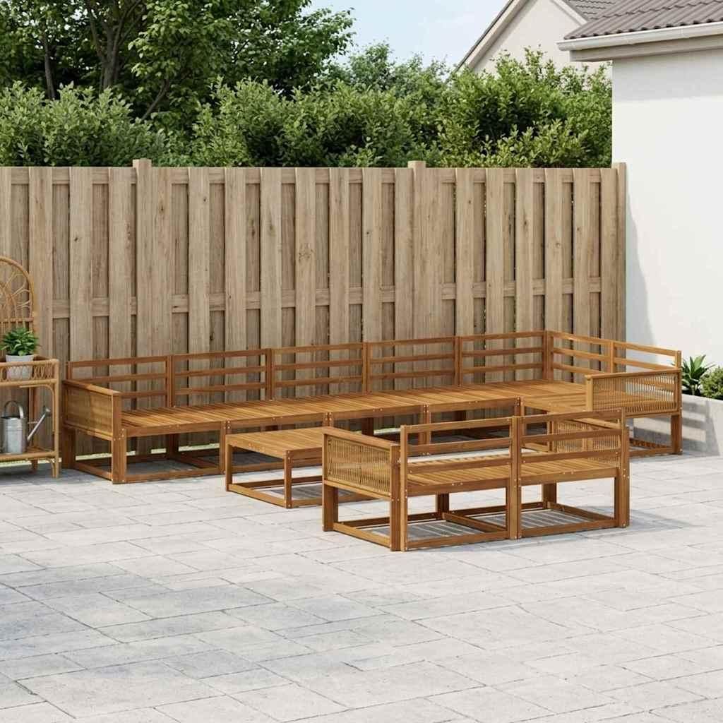 Möbel Outdoor-Sofagarnitur 9 pcs Natur Massivholz AkazieGartensofas - Gartensofas c935