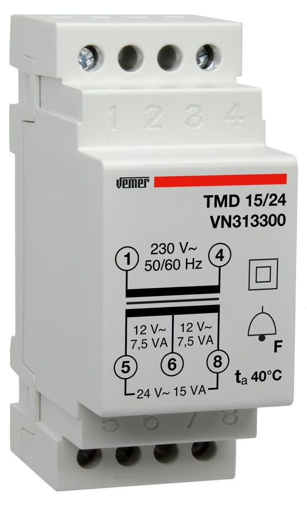 VEMER VN313300 TMD 15/24 - Transformator voor deurbel, Productafbeelding 