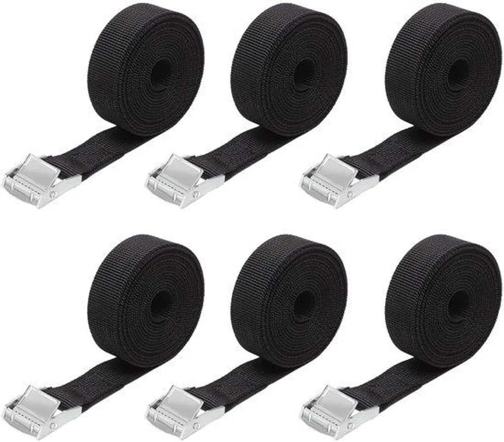 Lot de 6 Sangles de Fixation Courtes 1m avec Boucle à Griffe Métallique