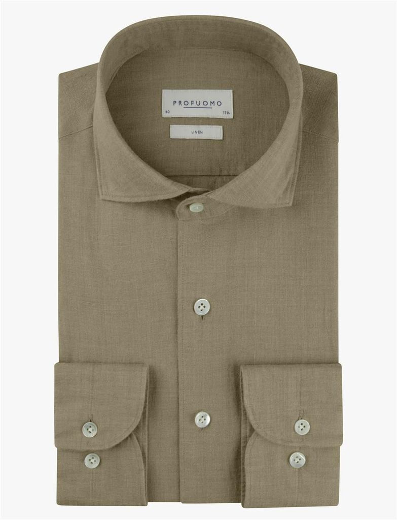 Grünes Hemd Profuomo Regular Fit Leinen