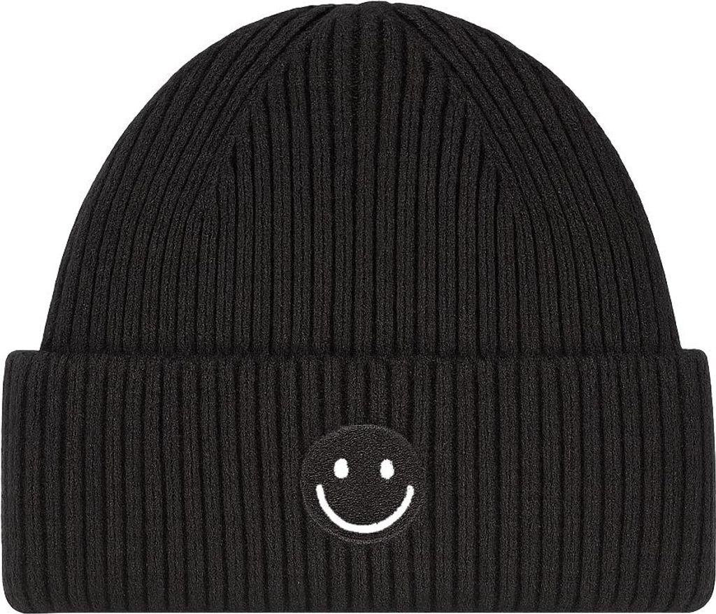 Faera Strickmütze mit Smiley-Stickerei One Size