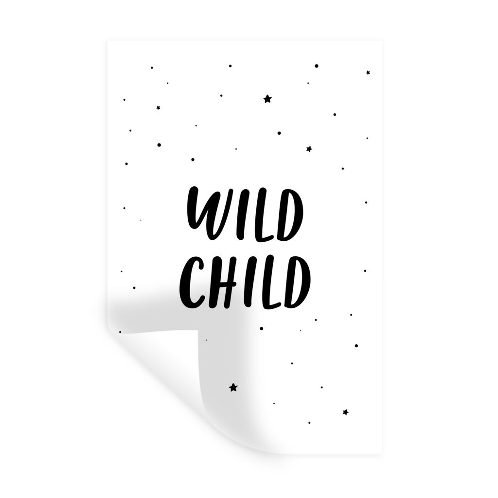 MuchoWow Wandtattoo Wandsticker Wandaufkleber Zitate - Wildes Kind - Baby - Text 20x30 cm Selbstklebend und Repositionierbar - Sticker - Dekorfolie
