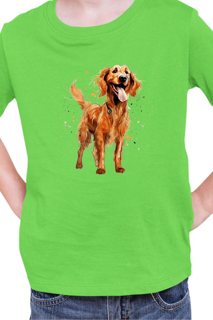 Kinder T-Shirt Funny Dogs Breeds Irish Setter Dog Breed, 9-11 Jahr - 140 / Lime