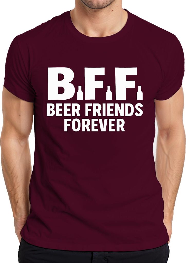BFF Bier Freunde Für Immer Party Geschenk JGA Kneipe Vatertag Herren T-Shirt, Burgundy, XXL