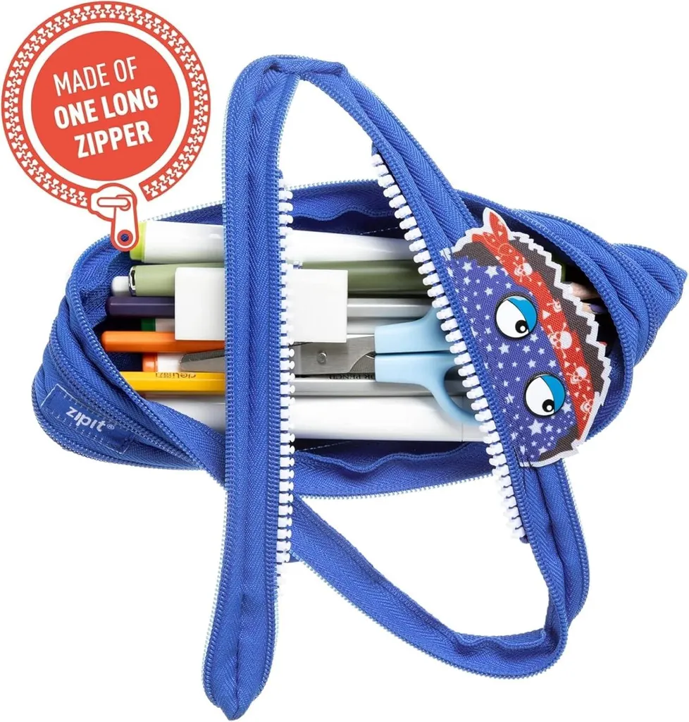 Etui Monstre Bleu Tissu Oxford : Trousse Garçon Durable et Fun