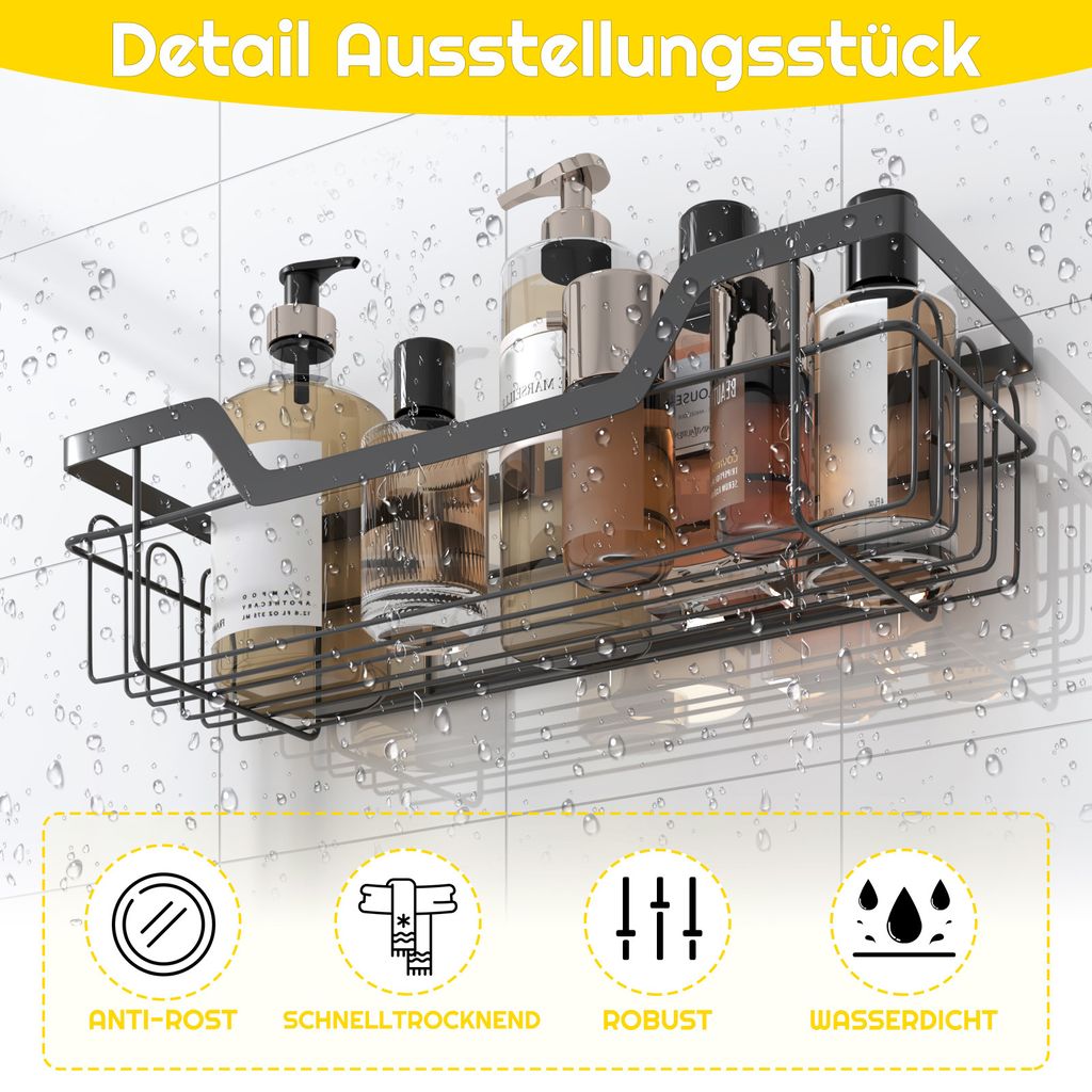 Duschablage zum Hängen Schwarz,Duschregal mit 2 Duschkörben Produktbild 6