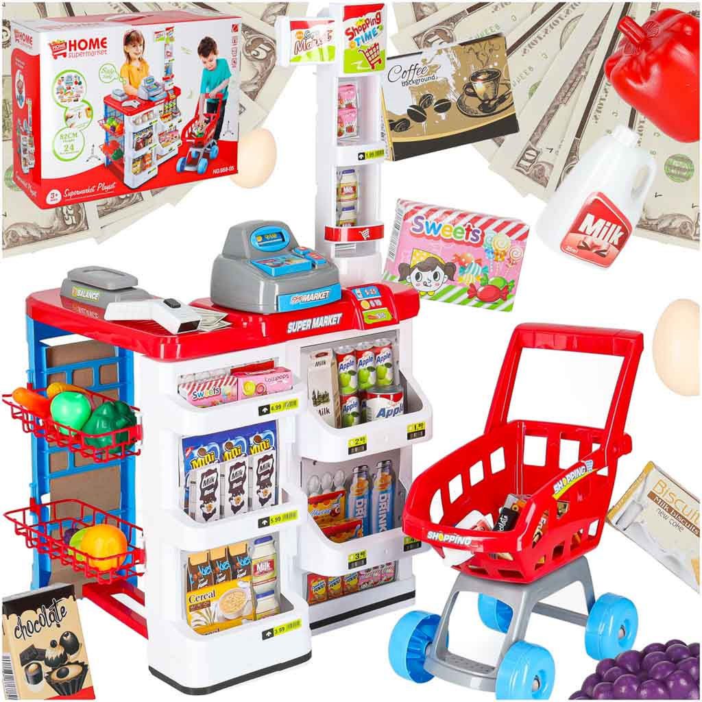 Aga Supermarché pour enfants avec chariot et accessoires Image du produit 