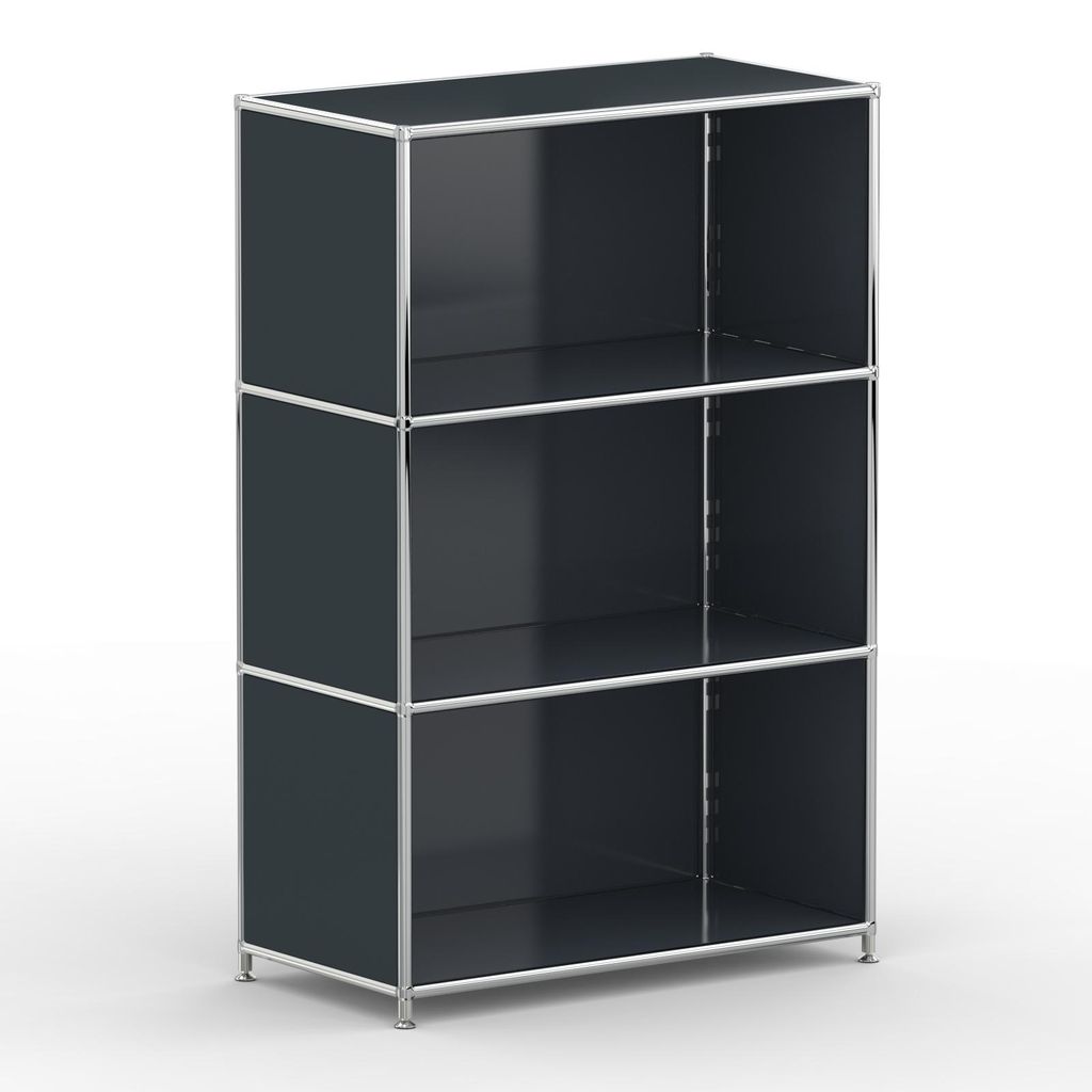 Regal Büro, 3 offene Fächer, Breite 77 cm, Anthrazitgrau