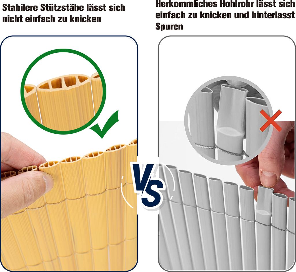 Hermwin PVC Sichtschutzmatte Doppelte Verstärkung Innen, Produktbild 5
