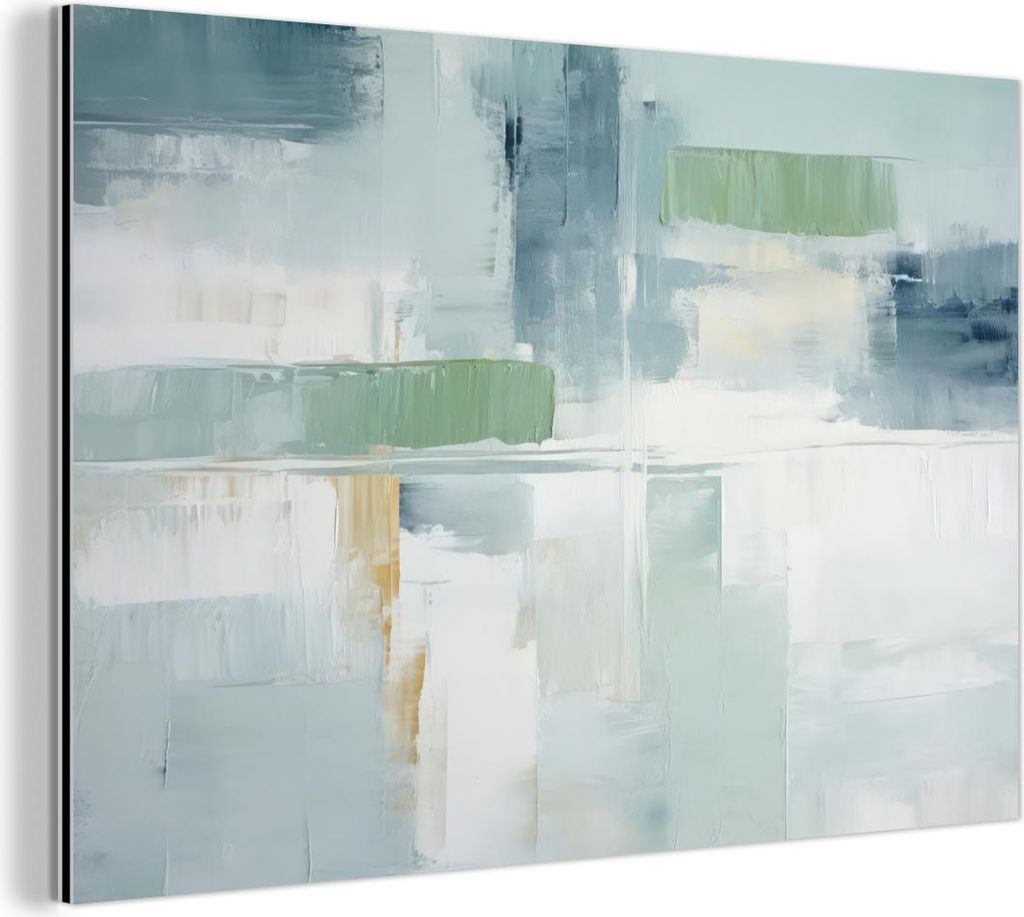 MuchoWow Wanddekoration Metall Metallbild Wandkunst 120x80 cm Farbe - Moderne Kunst - Abstrakt - Grau MuchoWow Aluminium Gemälde - Alu Bild