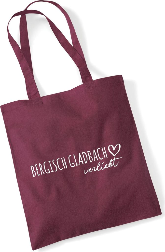 Huuraa Jutebeutel Bergisch Gladbach verliebt 10 Liter Burgundy Baumwolle Tasche Geschenkidee