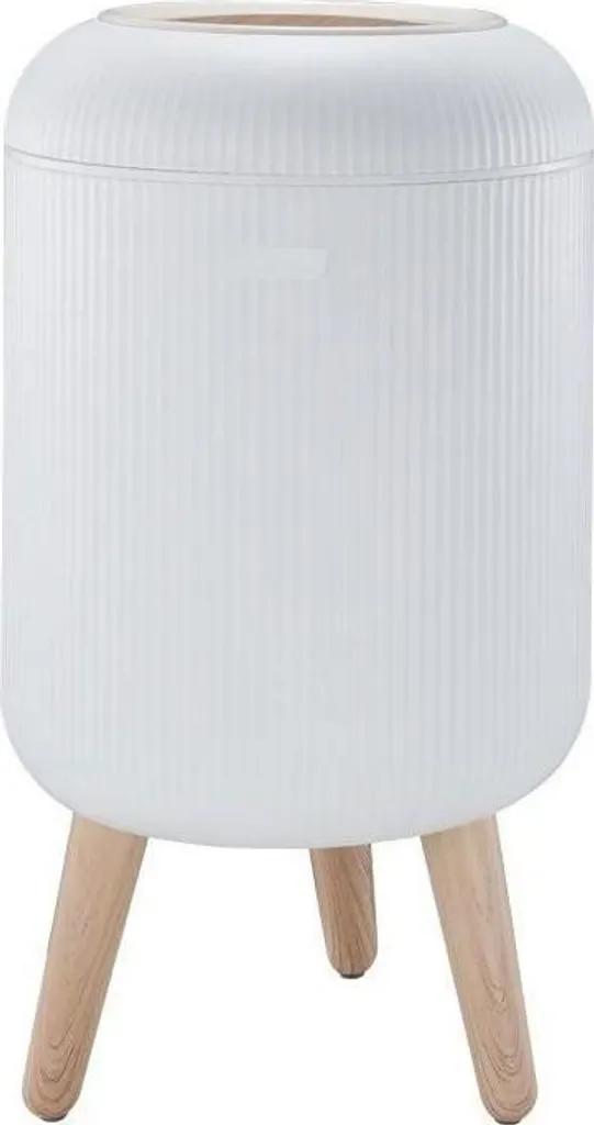 Pattumiera Design 9 Litri Soft Close - Bianco e Legno per Bagno Moderno