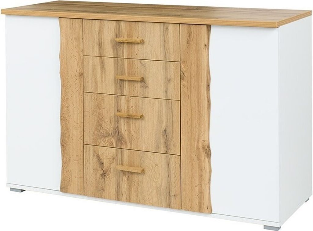 Meublorama DS-MK-WOOD-03-*2C/62KG, Weiß, 4 Schublade(n), Einfarbig, MDF-Platten, 2 Regale, 2 Tür(en)