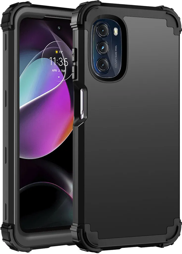 Custodia Motorola Moto G 5G 2022 Antiurto 3-in-1 PC+TPU Nera Robusta