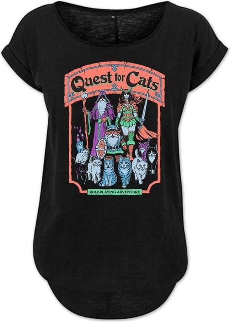 Steven Rhodes T-Shirt Damen Quest for Cats schwarz S
