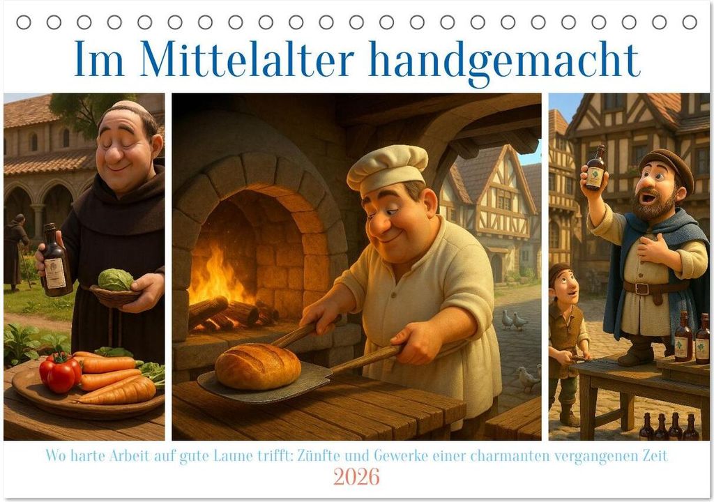 Im Mittelalter handgemacht (Tischkalender 2026 DIN A5 quer), CALVENDO Monatskalender