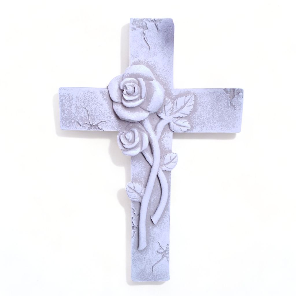 Kreuz Grabkreuz Grab 3D Rose Grabengel Gedenkstein Produktbild 