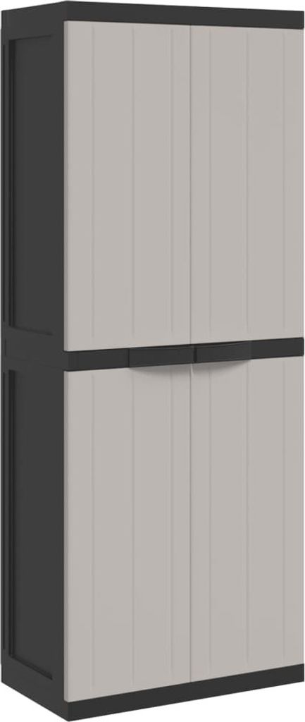 vidaXL Gartenschrank Grau und Schwarz 65x37x165 cm PP Produktbild 