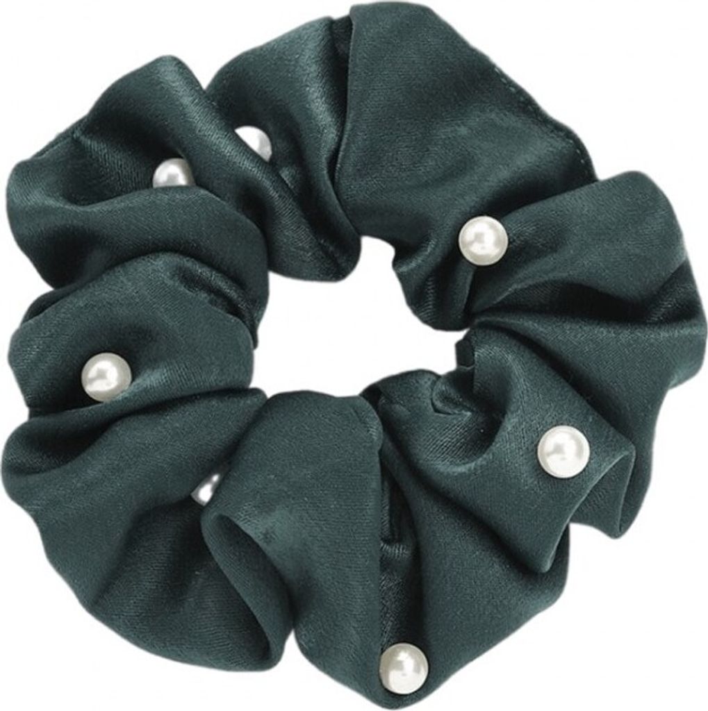 Elastisches Frottee-Haar-Tuch, Perlen, flaschengrün, Durchmesser 10 cm