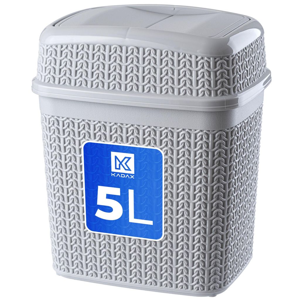 KADAX Kosmetikeimer aus Kunststoff "Tonni", Abfalleimer mit Schwingdeckel, Mülleimer für Bad, Grau, 5L