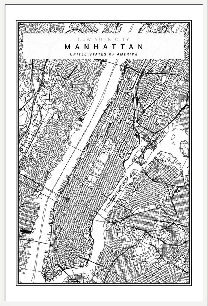 Affiche New York Manhattan Vector Shinsuke avec Cadre Clip Blanc 61x91