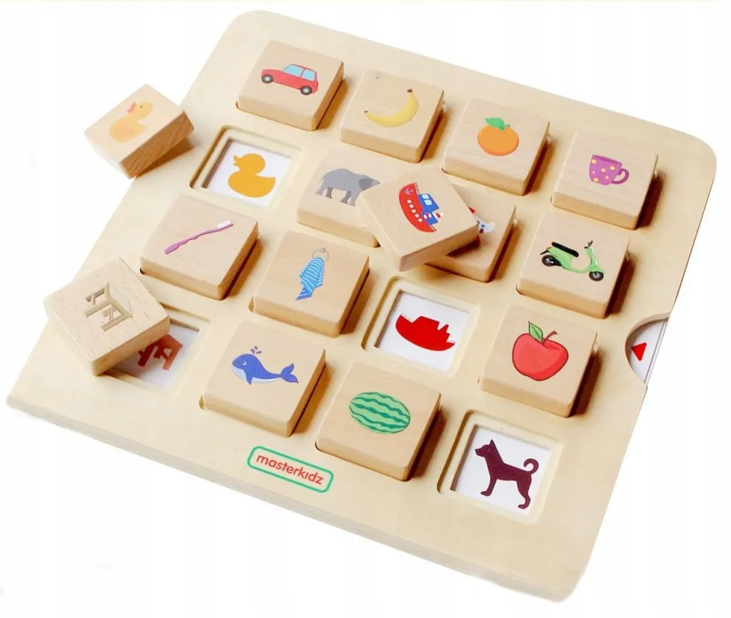 Jeu Montessori en bois Masterkidz avec formes et textures variées