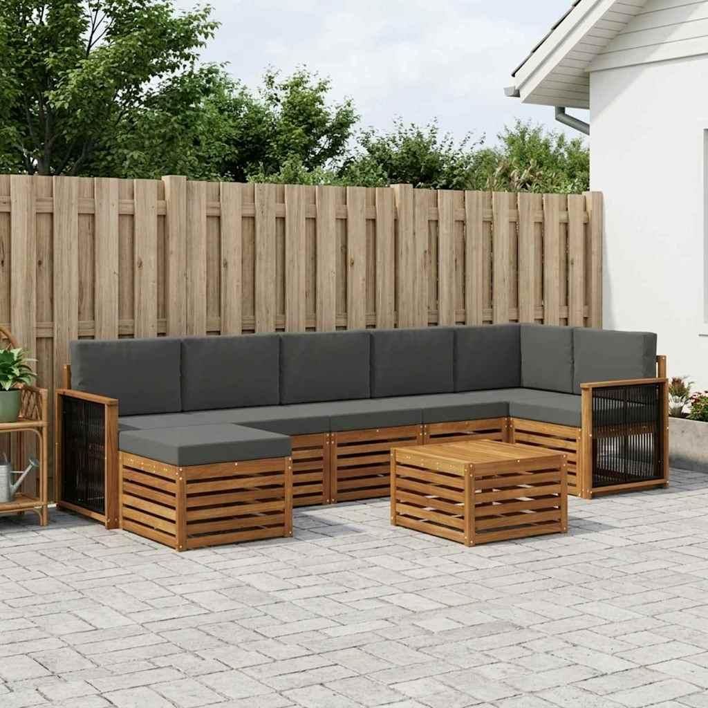Möbel Outdoor-Sofagarnitur mit Kissen 7 pcs Natur und AnthrazitGartensofas - Gartensofas c1914