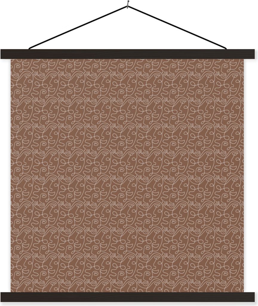 MuchoWow Textilposter Gesicht - Abstrakt - Muster 60x60 cm mit schwarzem Rahmen - Posteraufhänger