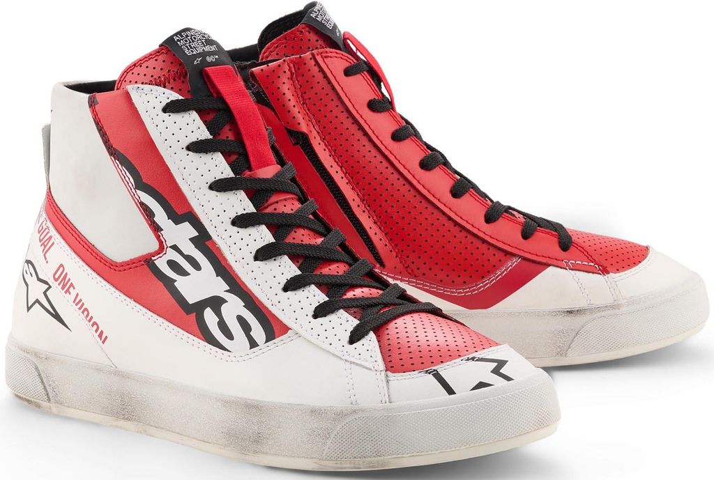 Alpinestars Stated Flair Motorrad Schuhe, weiß/rot, 8