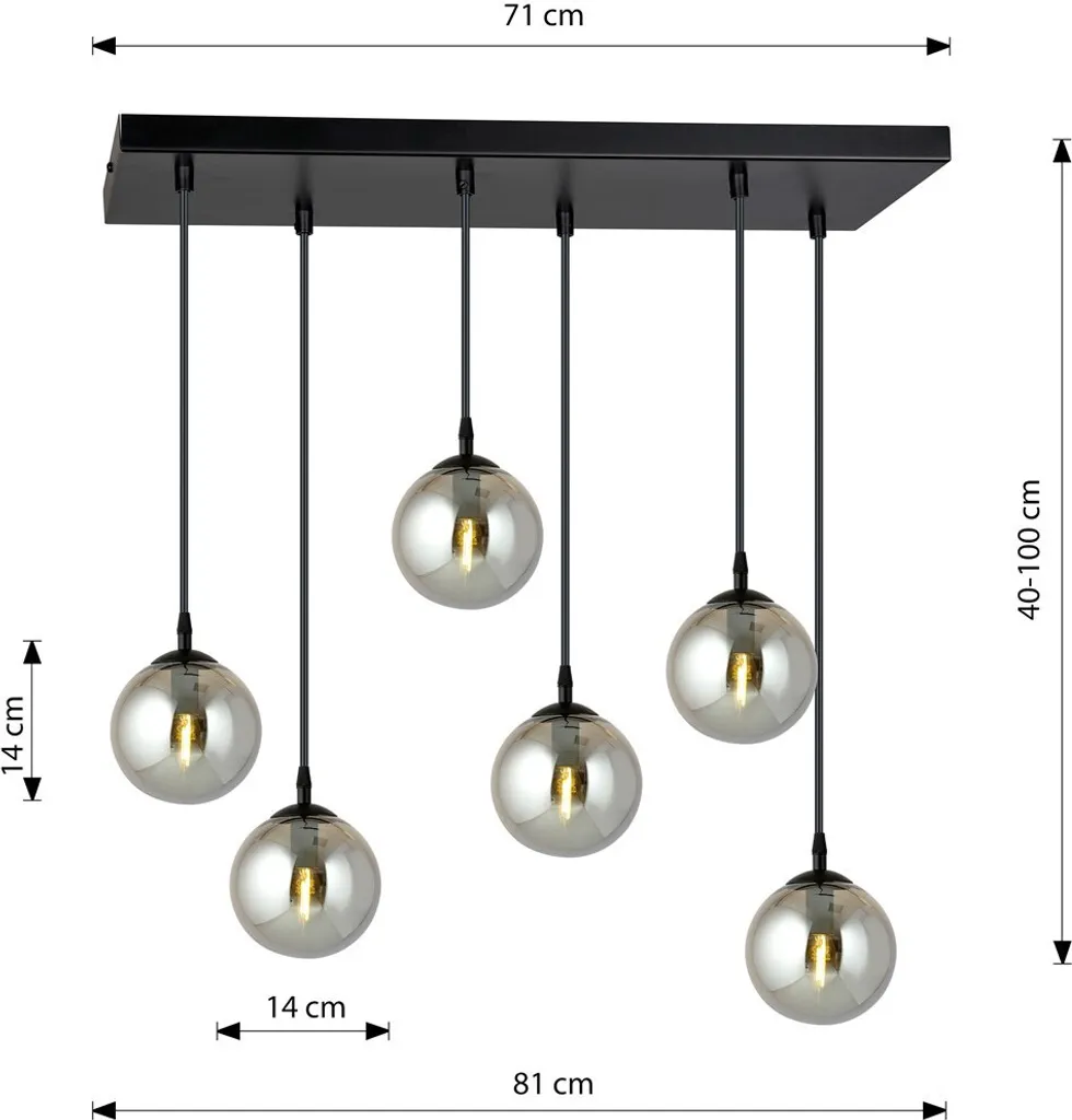 Lustre Salon COSMO 6 Branches - Solution Éclairage Grand Espace E14 - 6