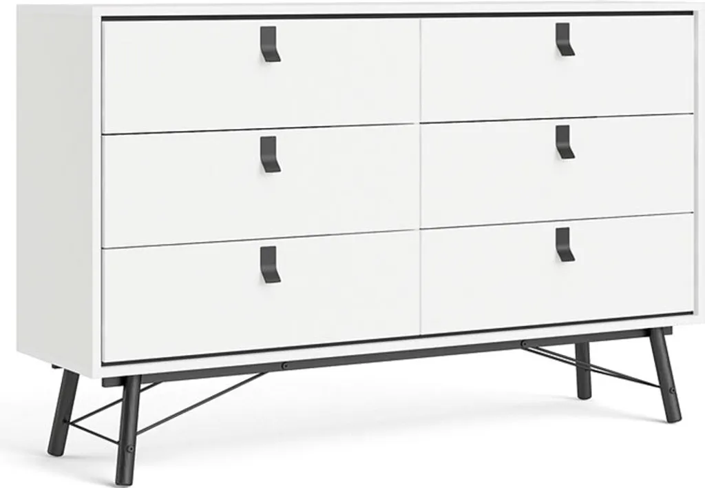 Grande commode 6 tiroirs Rye pour chambre - Meuble de rangement blanc