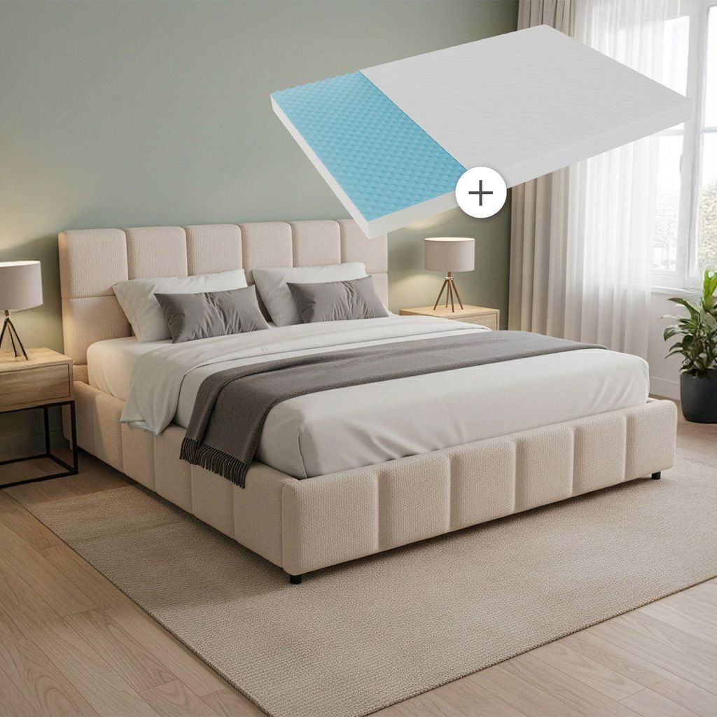 Juskys Polsterbett Florenz 180 x 200 cm mit Matratze, Produktbild 