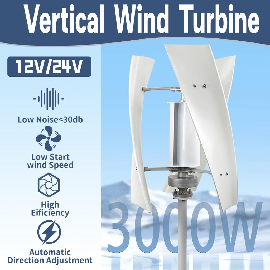 Windturbine 3000W 12V - Hoog Rendement Off Grid - Aluminium Productafbeelding 