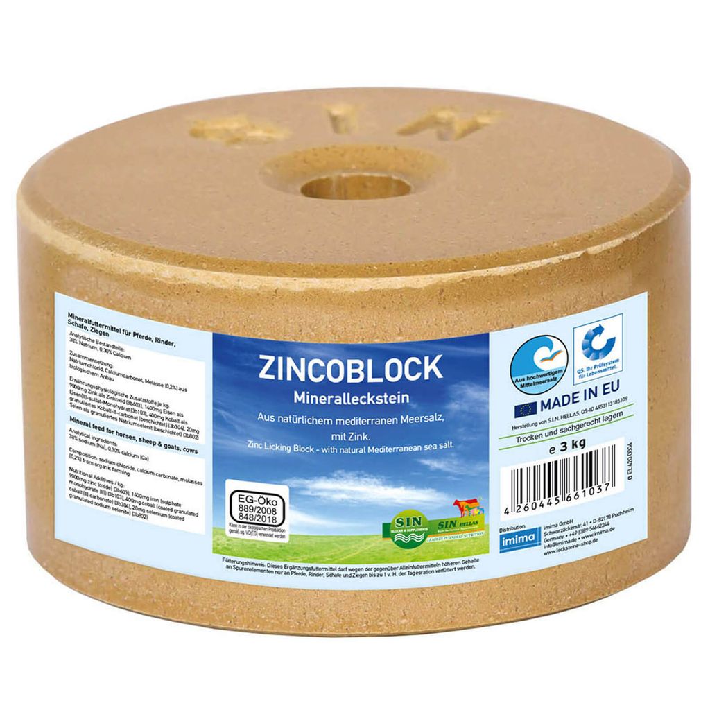 Imima Leckstein Salzleckstein Zincoblock mit Zink