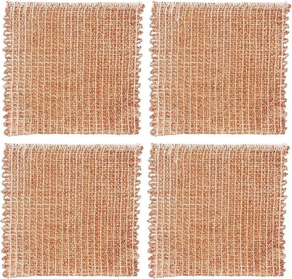 4er Set Kupfer Reinigungstücher für Edelstahl, Glas, Porzellan & Keramik – Hochwertiges Kupfertuch kratzfrei 25×25 cm – Kupferschwamm für K...