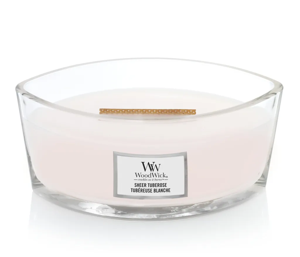 Bougie Ambiance Cocooning Tubéreuse Pure Woodwick pour Salon et Spa