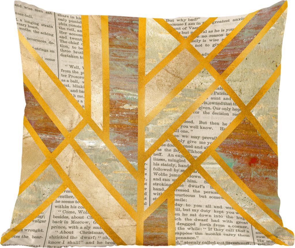 MuchoWow Zierkissen Sofakissen Wohnzimmer Dekokissen 60x60 cm Vintage - Marmor - Gold - Sitzfläche - Foto Polster