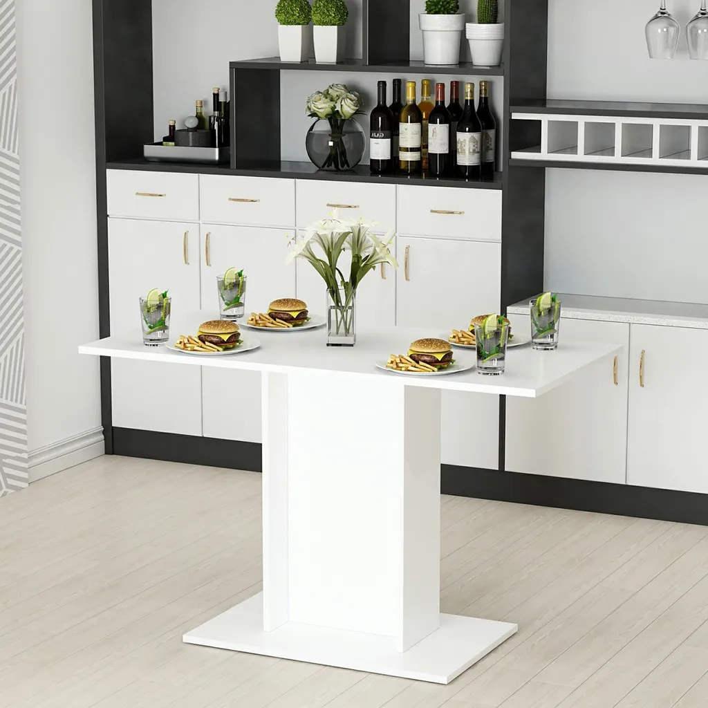 Table de salle à manger rectangulaire Galten blanche design scandinave