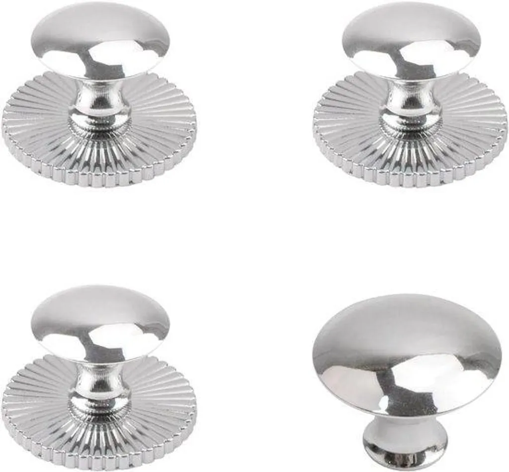 Boutons de porte adhésifs chromés en acier inox, fixation murale lot de 4