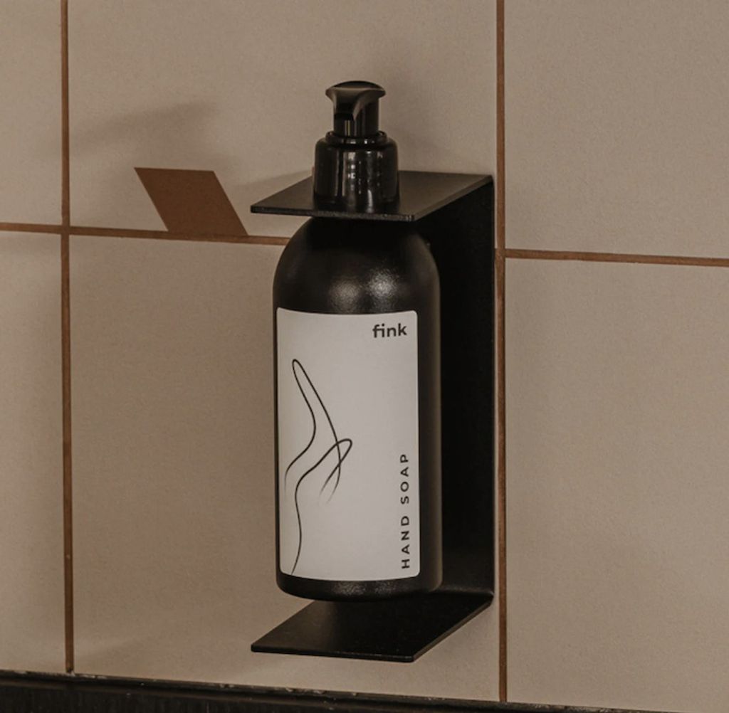 Pumpflaschenhalter modernes Design aus Edelstahl inklusive Pumpflasche Fink, Farbe:Schwarz, Größe:Large